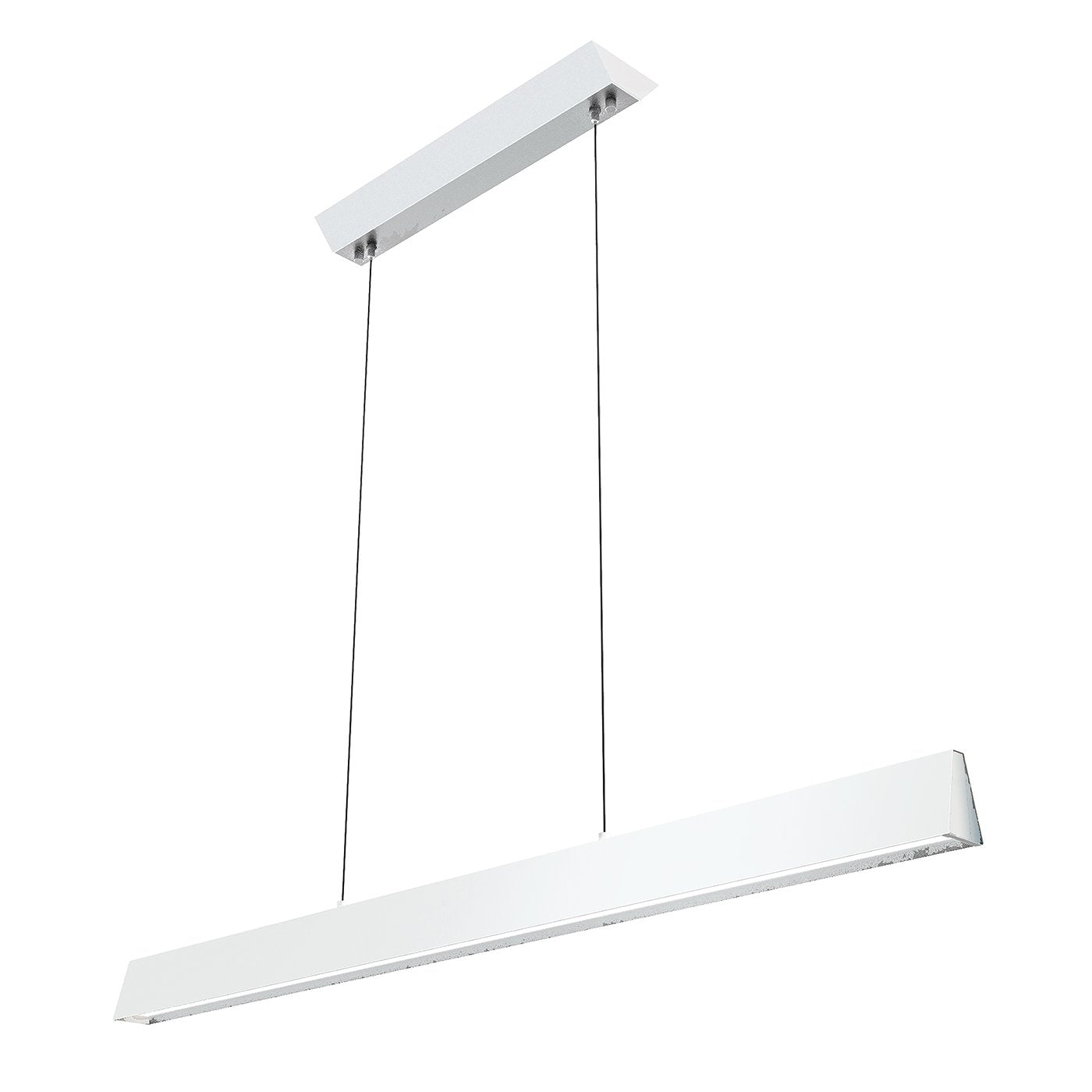 Flair 48" Suspended Linear Pendant - White with Metal Endcap