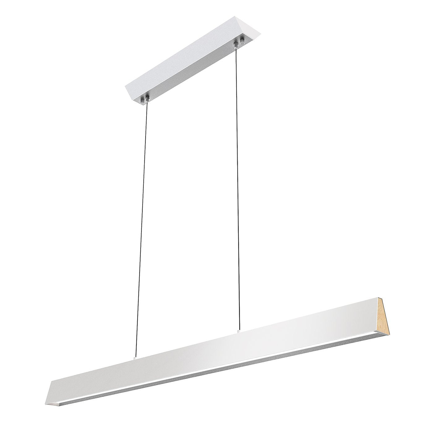 Flair 48" Suspended Linear Pendant - White with Maple Endcap