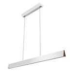 Flair 48" Suspended Linear Pendant - White with Walnut Endcap