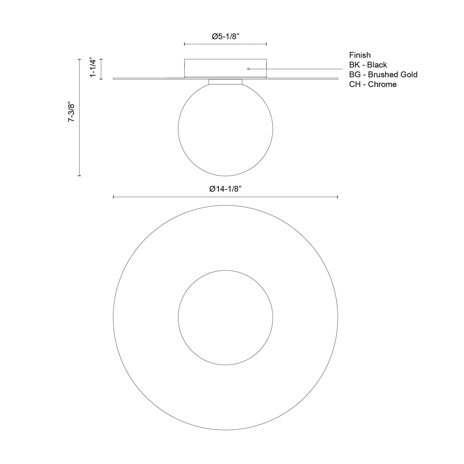 Elixir 14-in Black LED Flush Mount