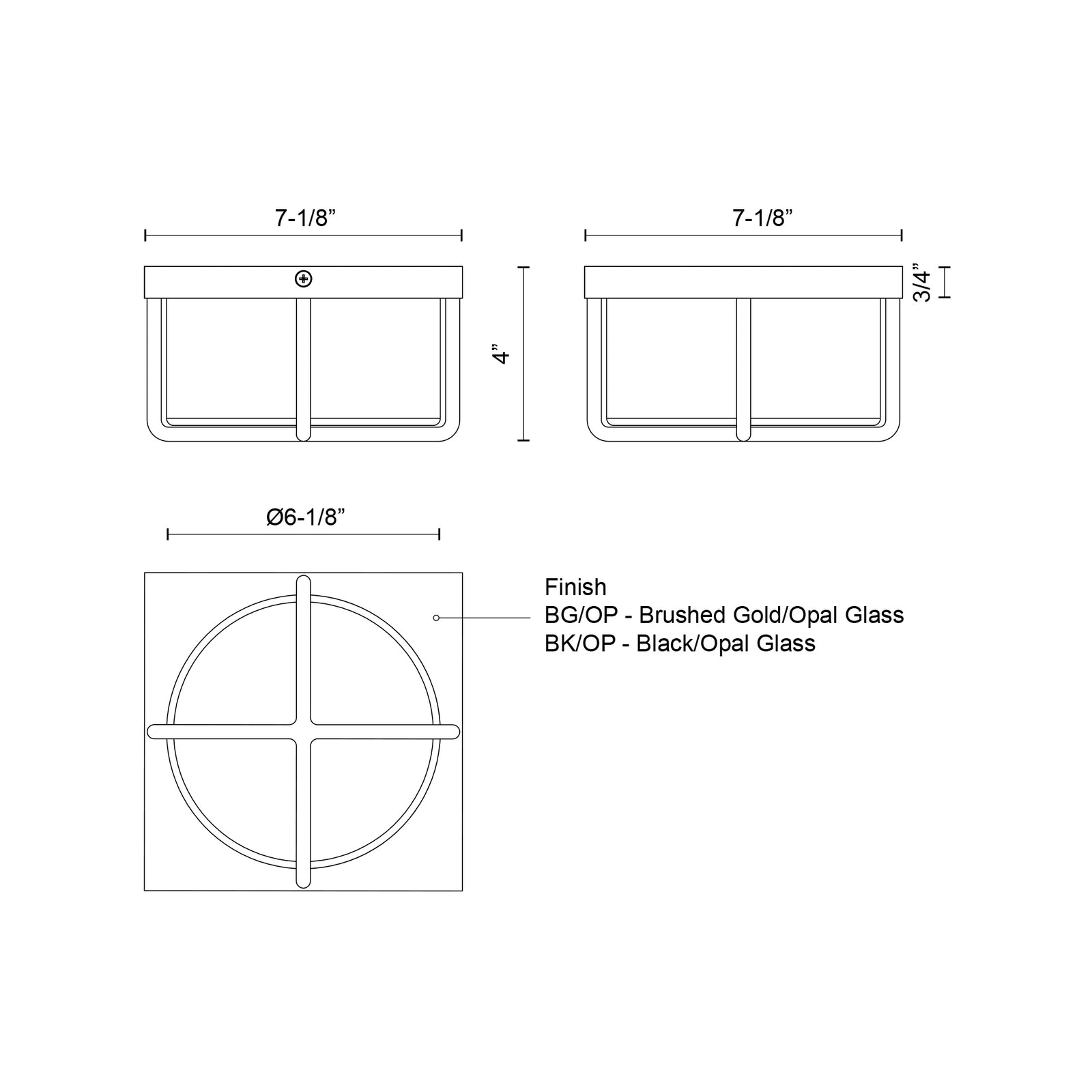 Regalo 7-in Black/Opal Glass LED Flush Mount