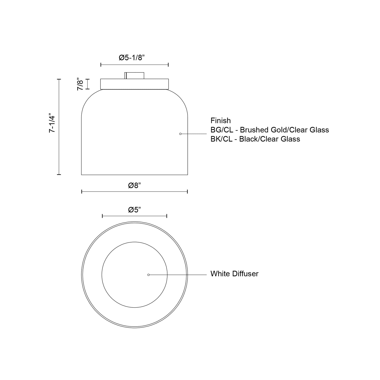Cedar 8-in Black/Clear LED Flush Mount
