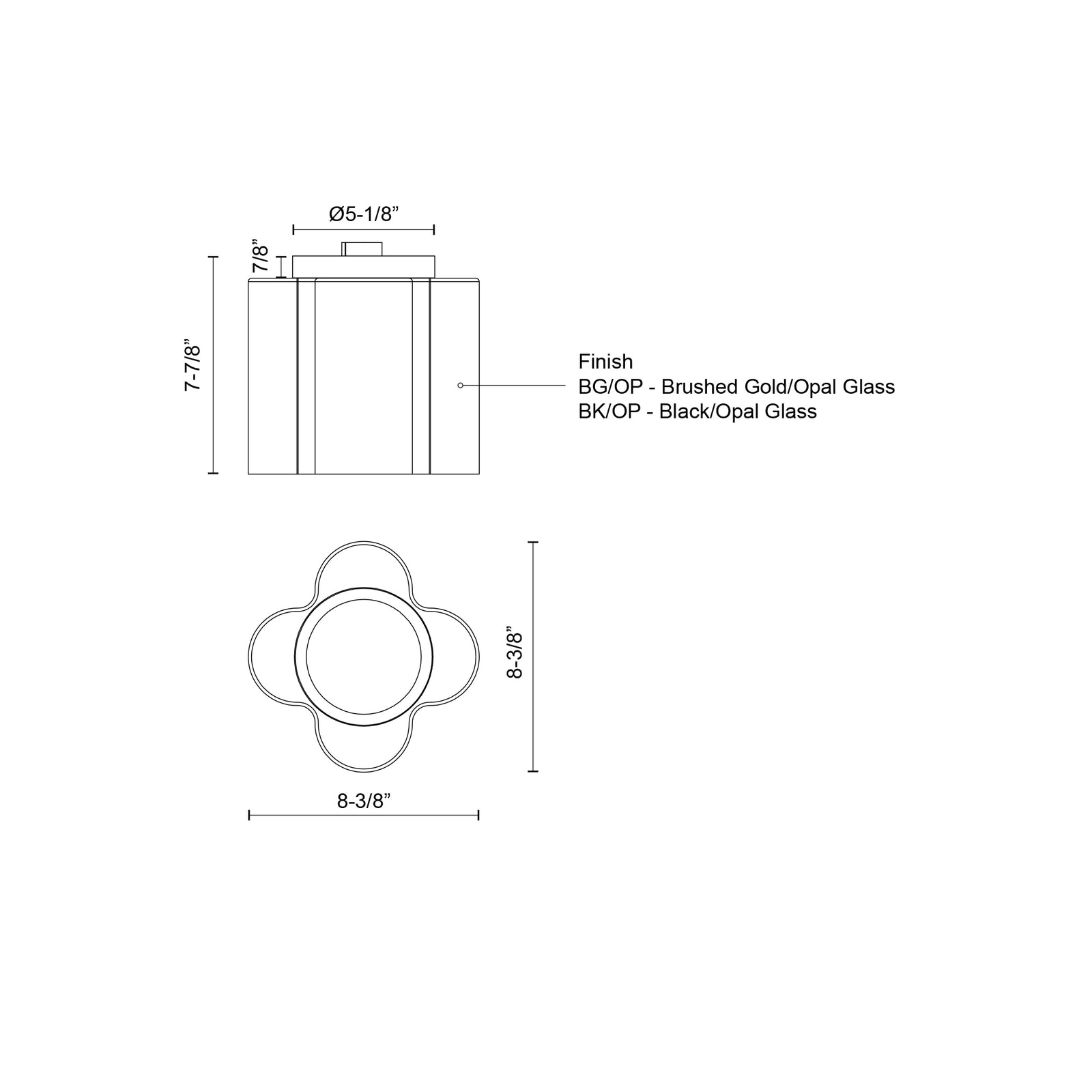 Clover 9-in Black/Opal Glass LED Flush Mount