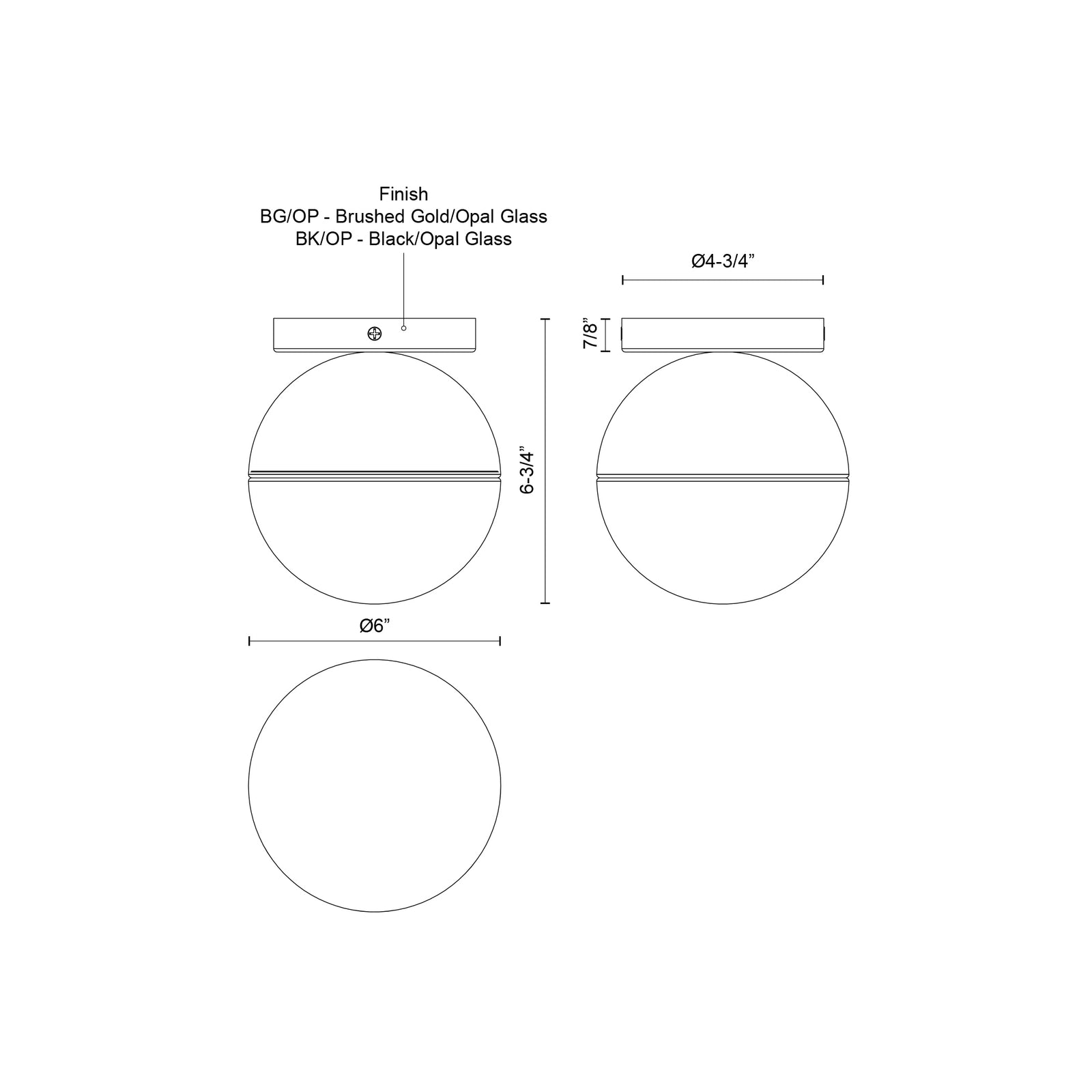 Monae 6-in Brushed Gold/Opal Glass 1 Light Flush Mount