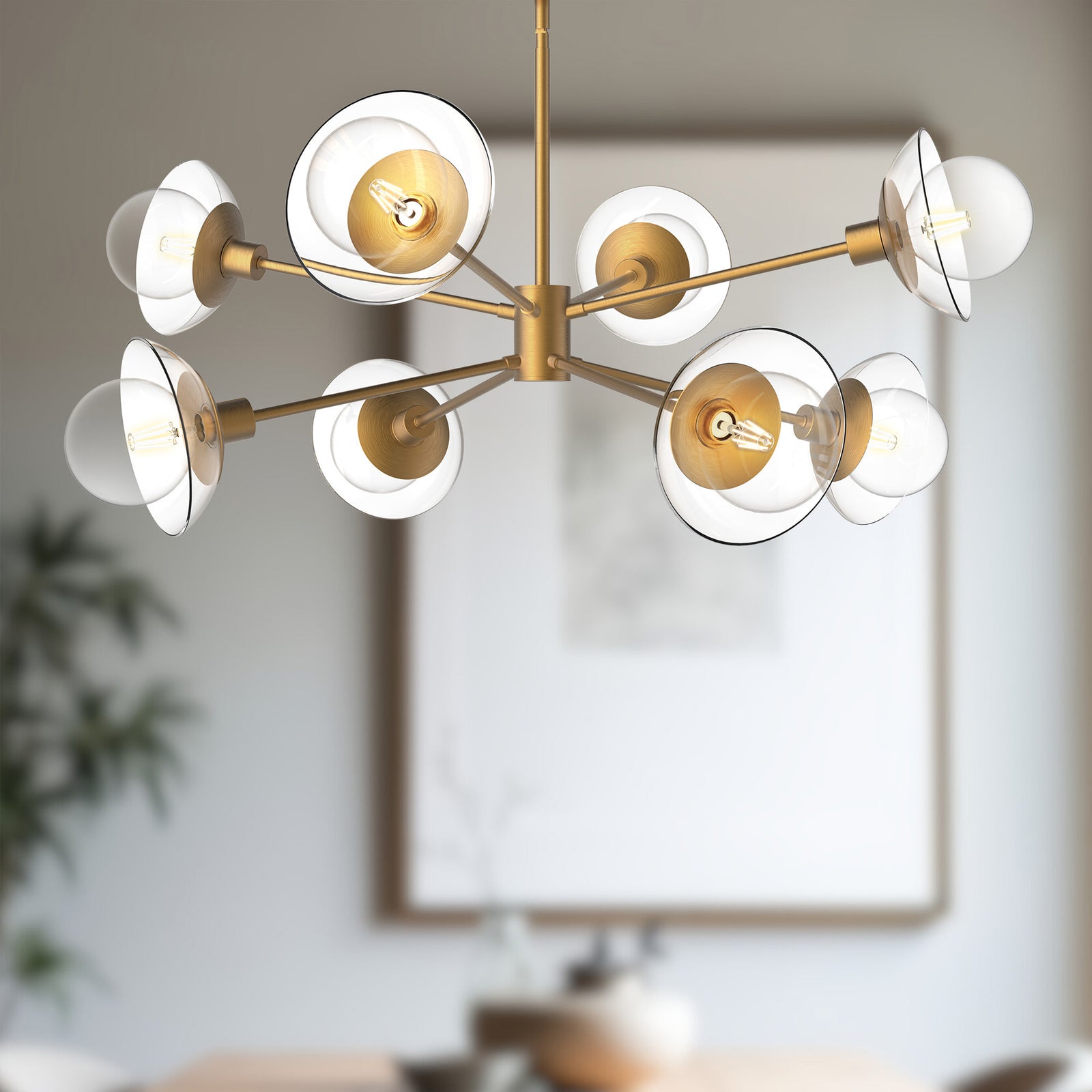 Francesca 40-in Aged Gold/Clear Glass 8 Lights Chandeliers