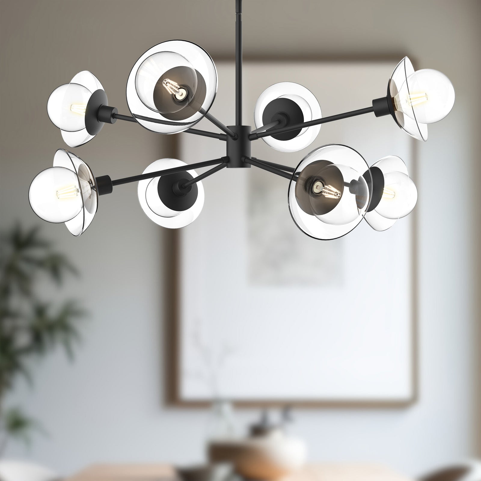 Francesca 40-in Clear Glass/Matte Black 8 Lights Chandeliers