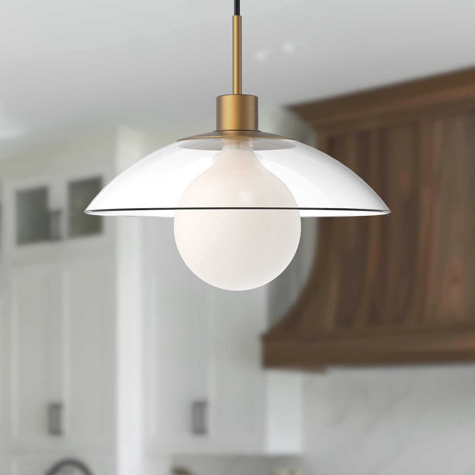 Francesca 12-in Aged Gold/Clear Glass 1 Light Pendant