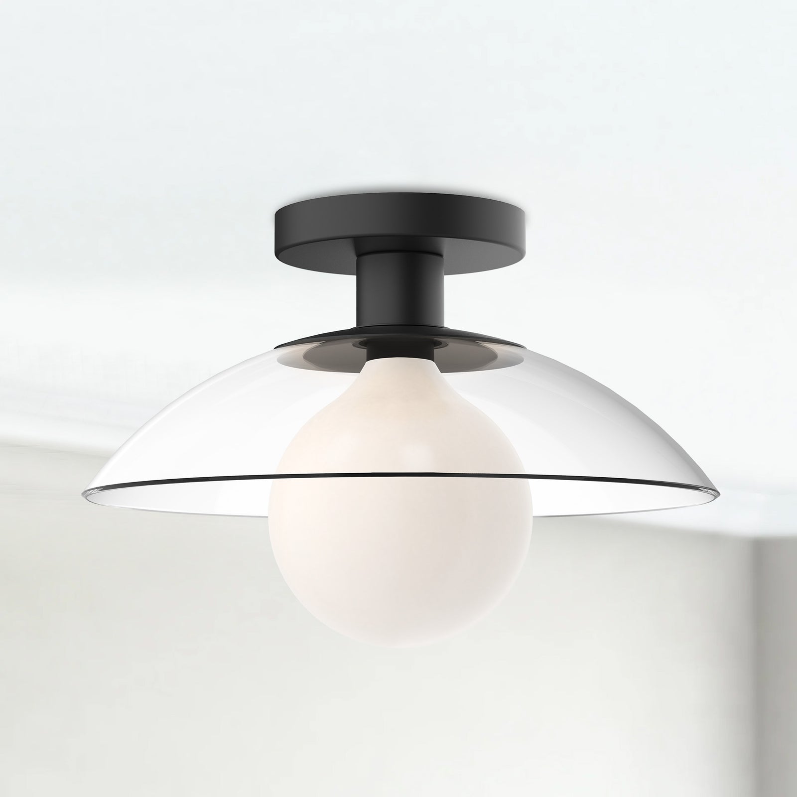 Francesca 12-in Clear Glass/Matte Black 1 Light Semi Flush Mount