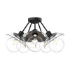 Francesca 20-in Clear Glass/Matte Black 5 Lights Semi Flush Mount