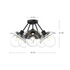 Francesca 20-in Clear Glass/Matte Black 5 Lights Semi Flush Mount