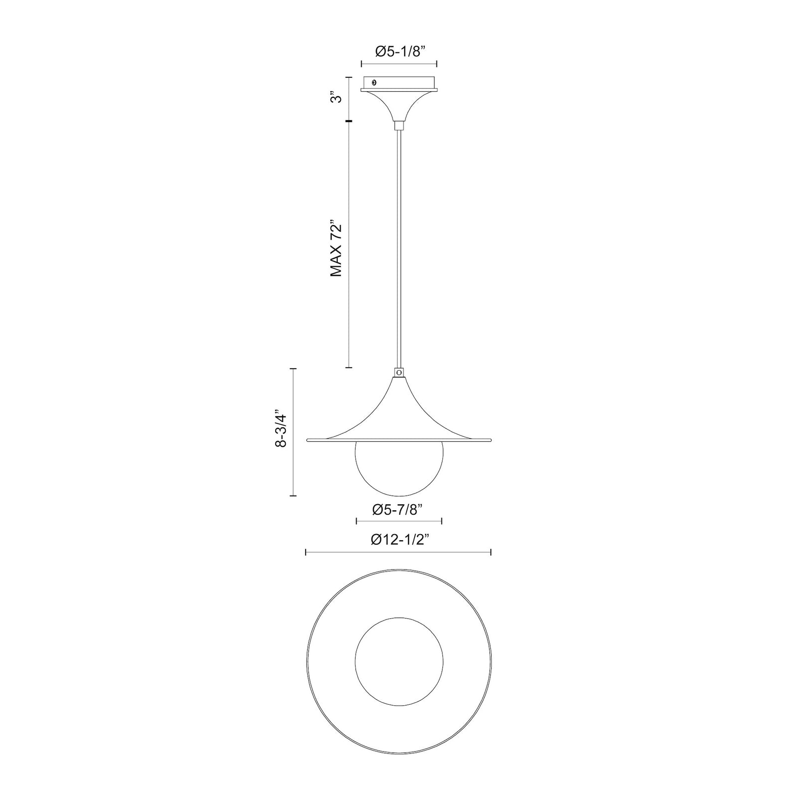 Fuji 12-in Matte Black/Opal Matte Glass 1 Light Pendant