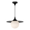Fuji 16-in Matte Black/Opal Matte Glass 1 Light Pendant
