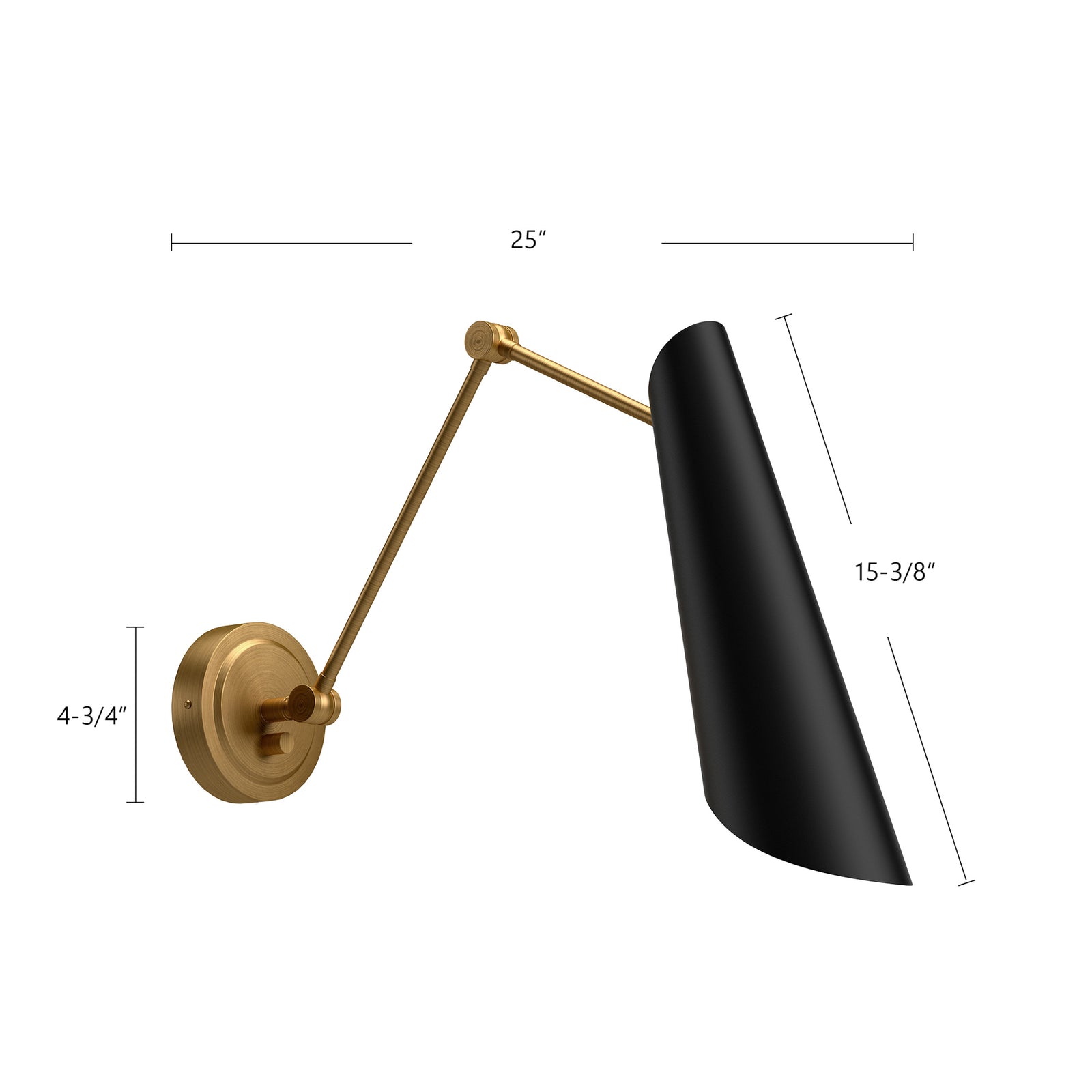Gabriel 4-in Aged Gold/Matte Black 1 Light Wall/Vanity