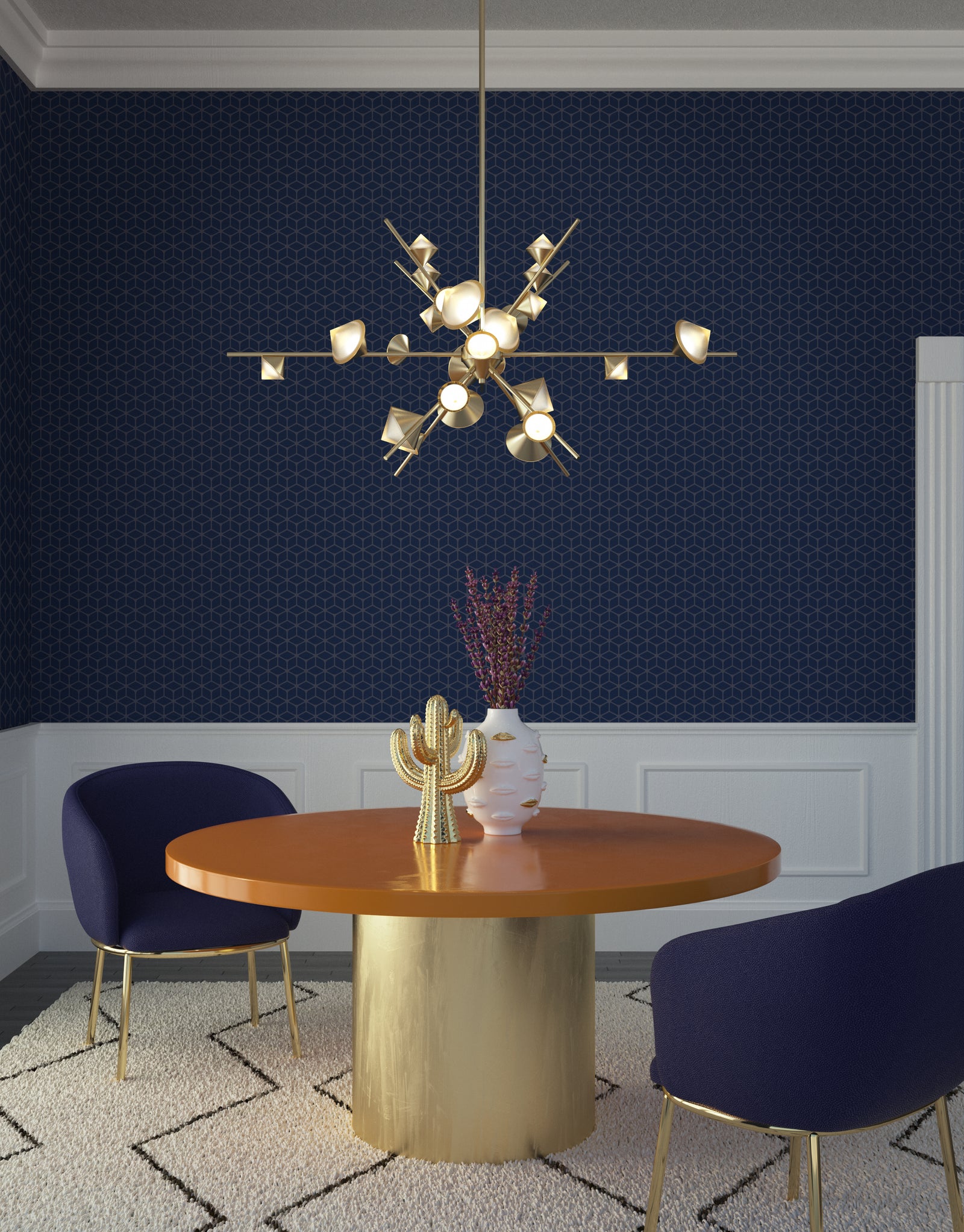 Geode 48-in Brushed Gold LED Chandeliers