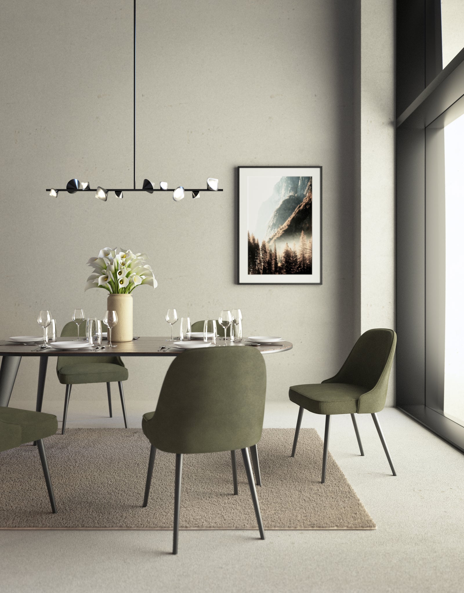 Geode 51-in Black LED Linear Pendant