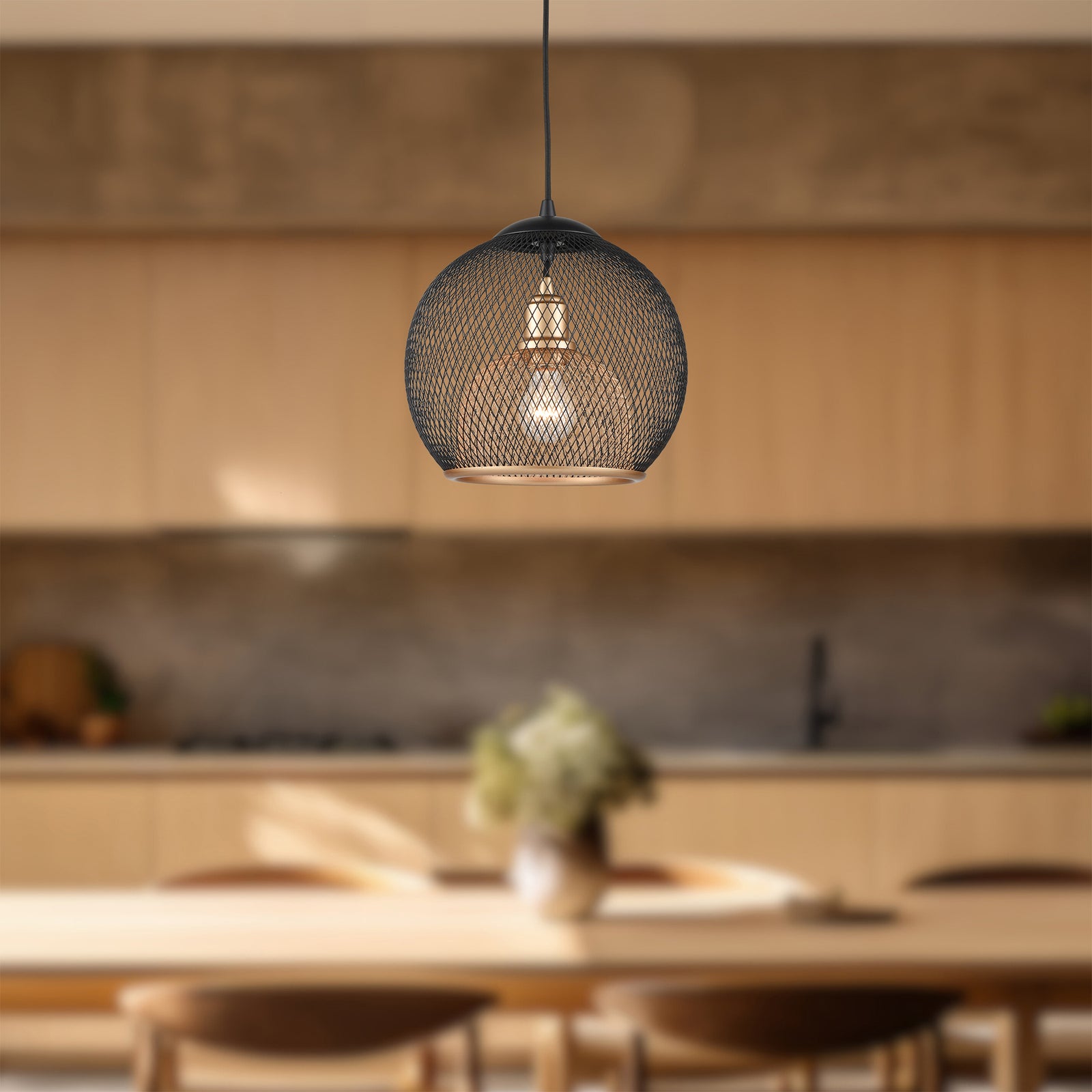Gibraltar 12-in Black/Gold 1 Light Pendant