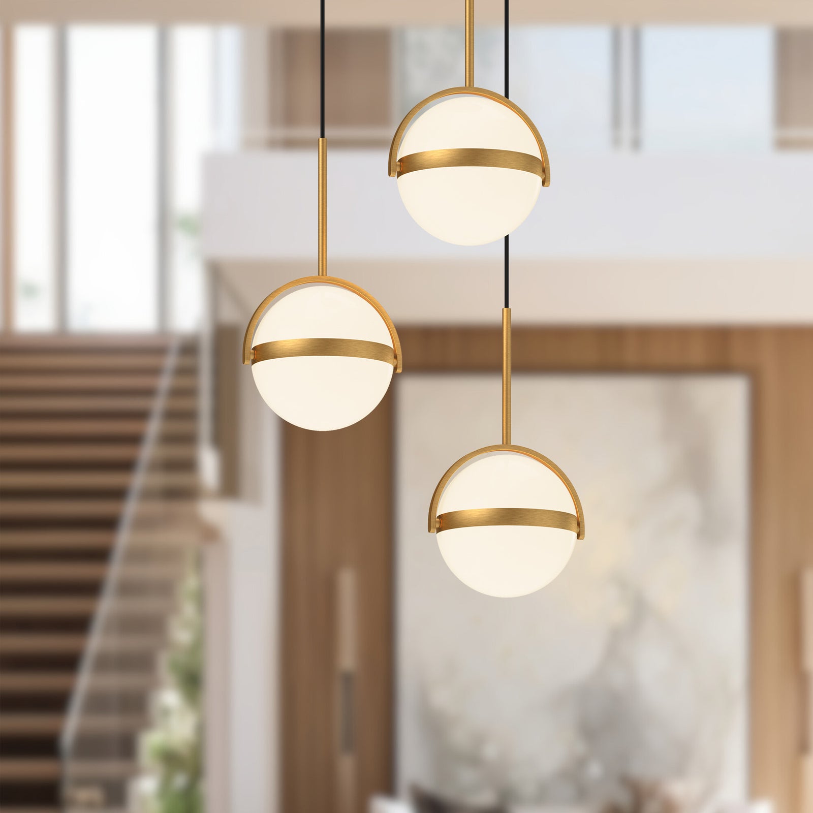 Globo 16-in Brushed Gold LED Multi Pendant