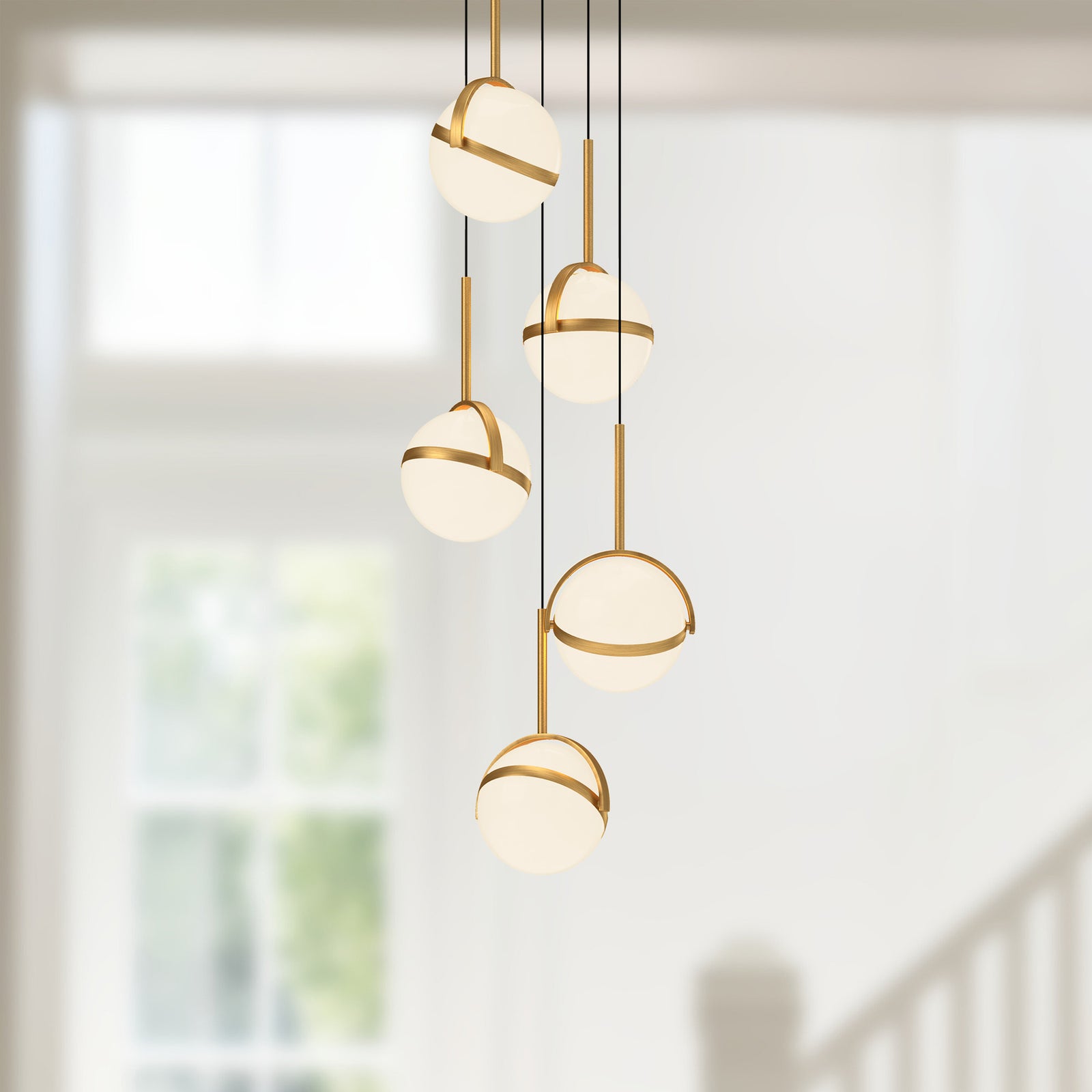 Globo 17-in Brushed Gold LED Multi Pendant