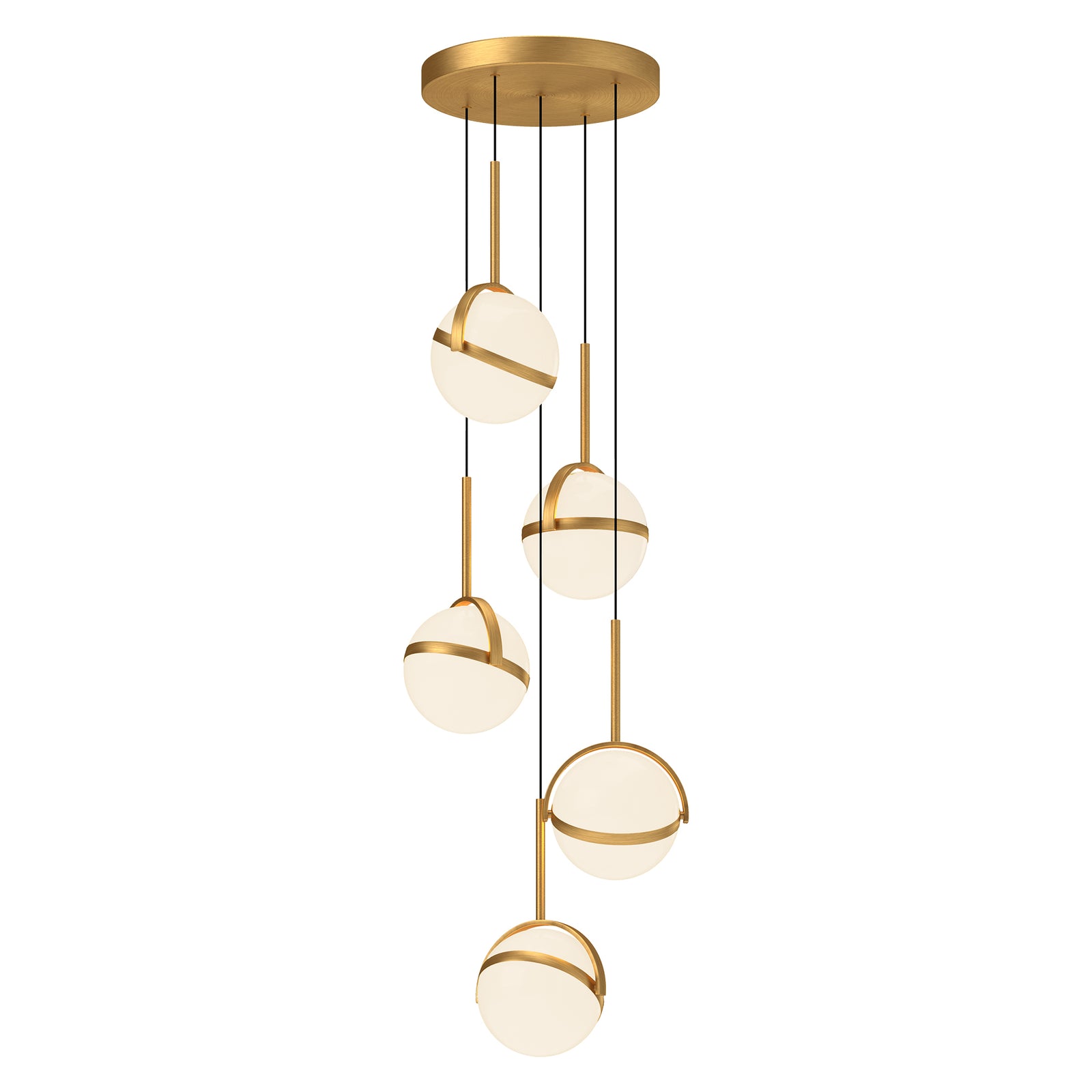 Globo 17-in Brushed Gold LED Multi Pendant