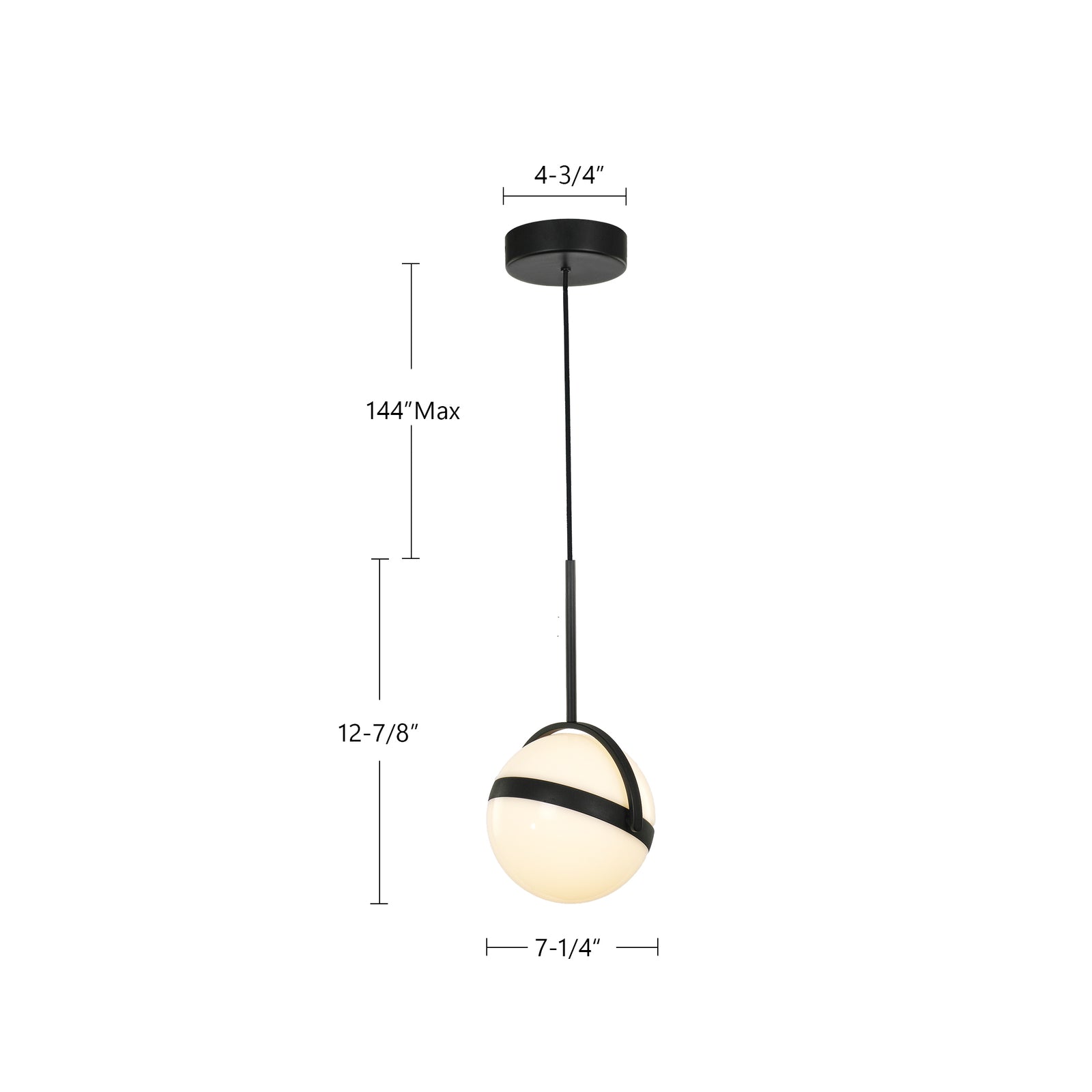 Globo 7-in Matte Black LED Pendant
