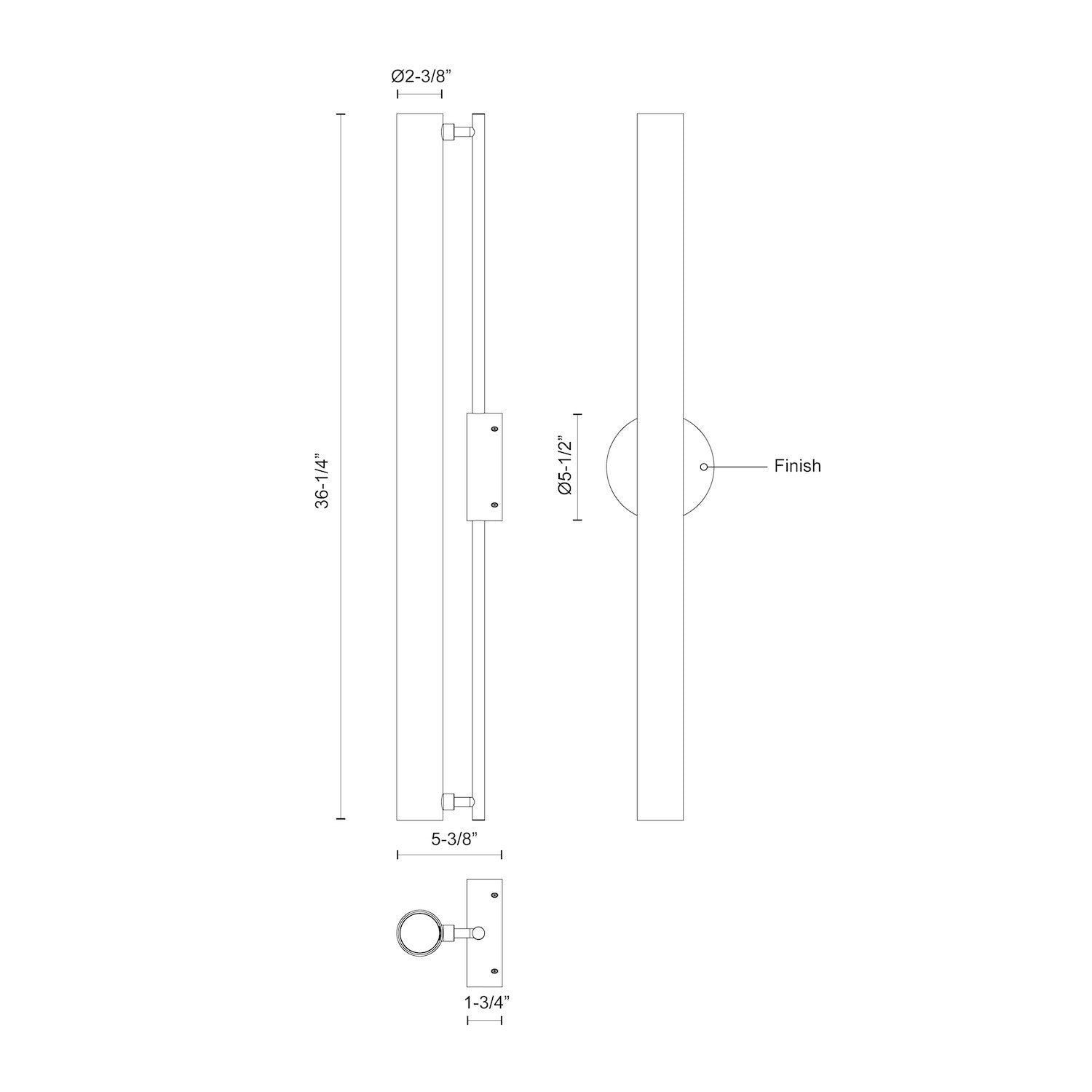 Gramercy 36-in Black LED Wall Sconce