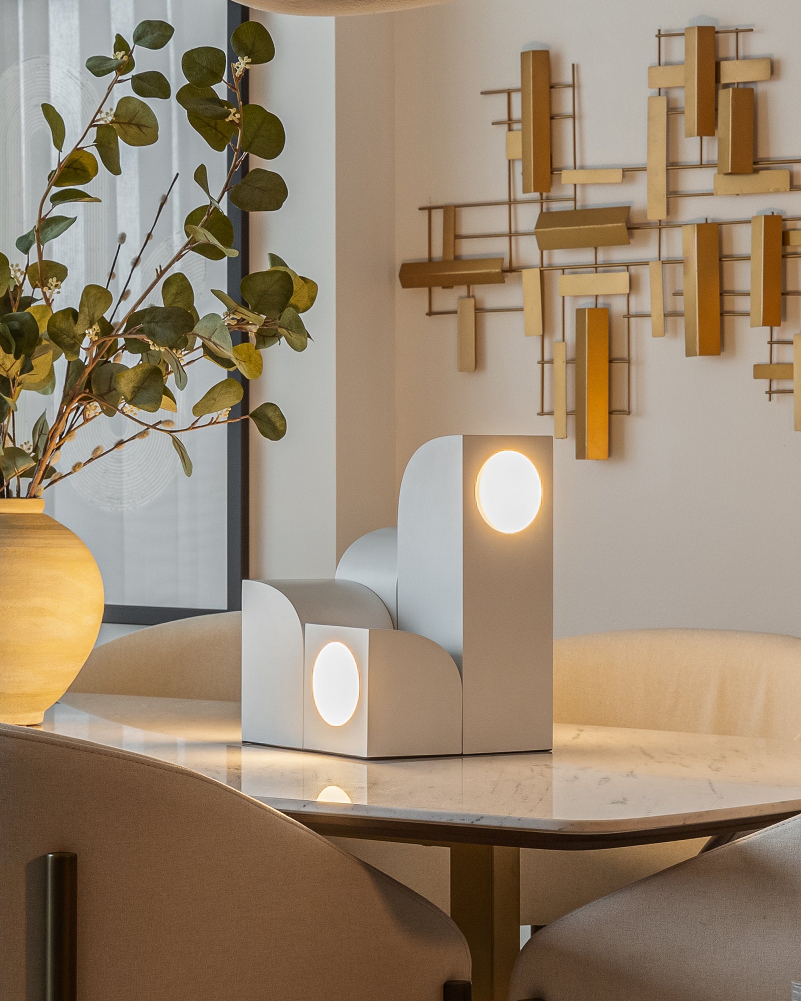 Gypsum 9-in White LED Table Lamp