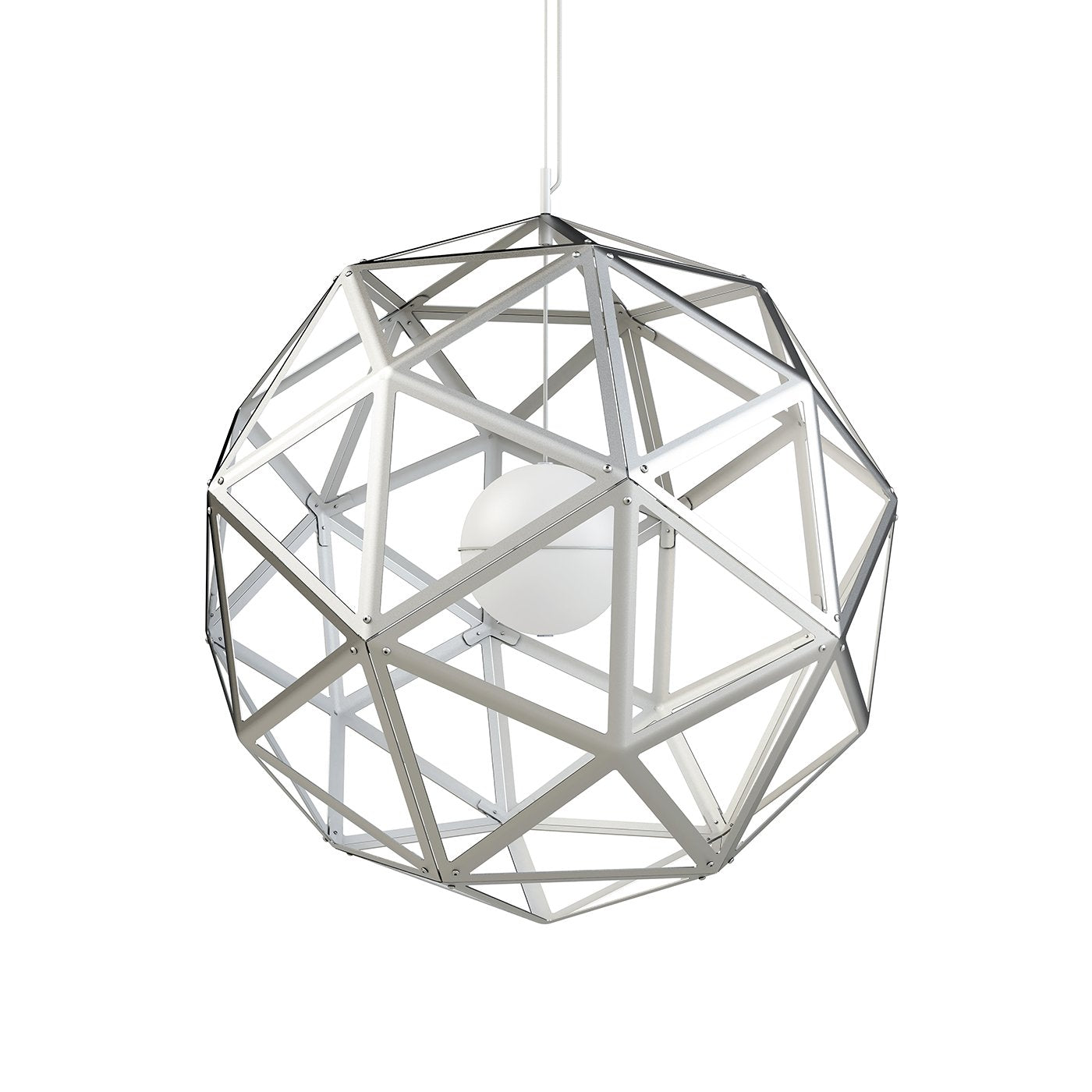 Geodome 32" Pendant - Polished Chrome w/White Interior - Integrated LED