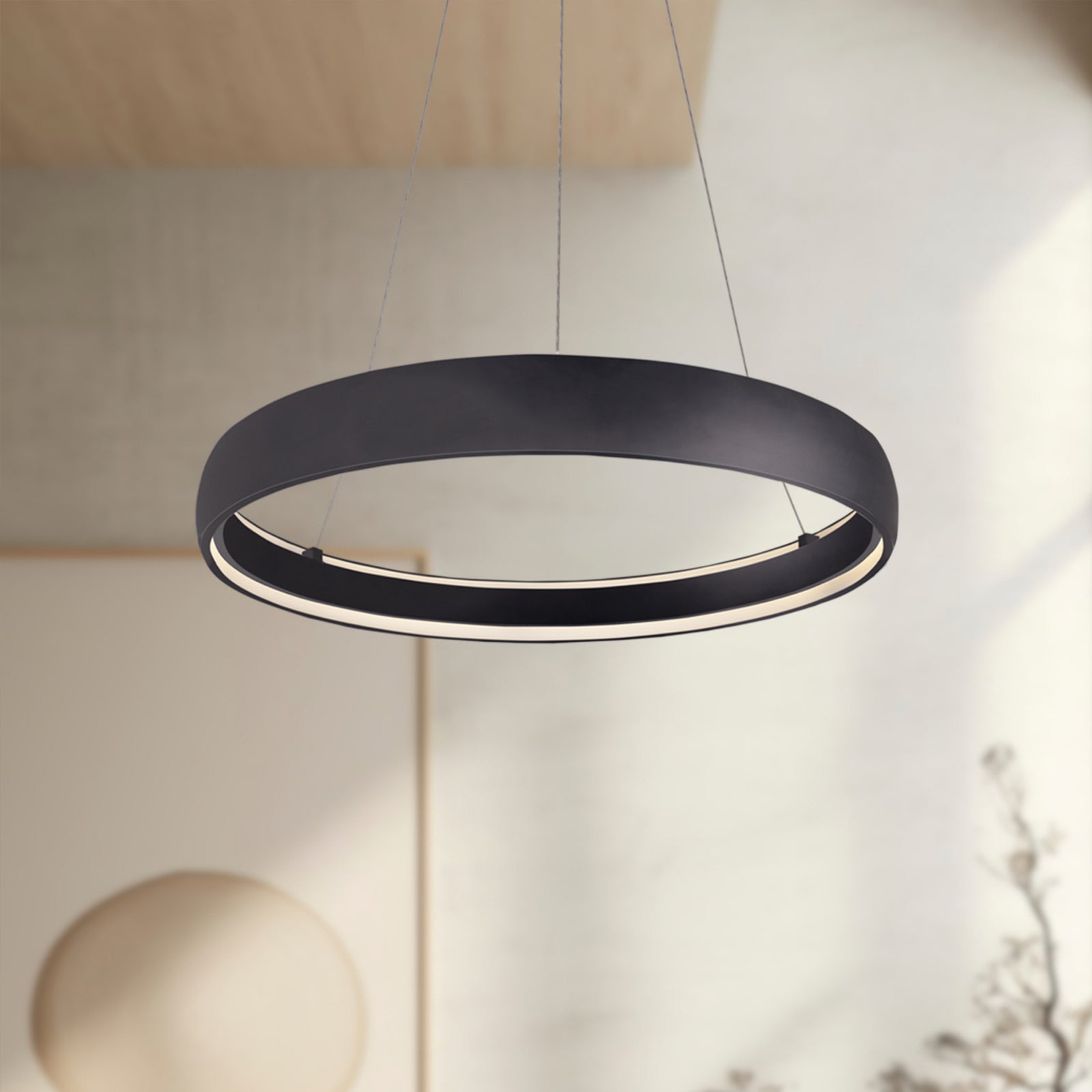 Halo 35-in Black LED Pendant