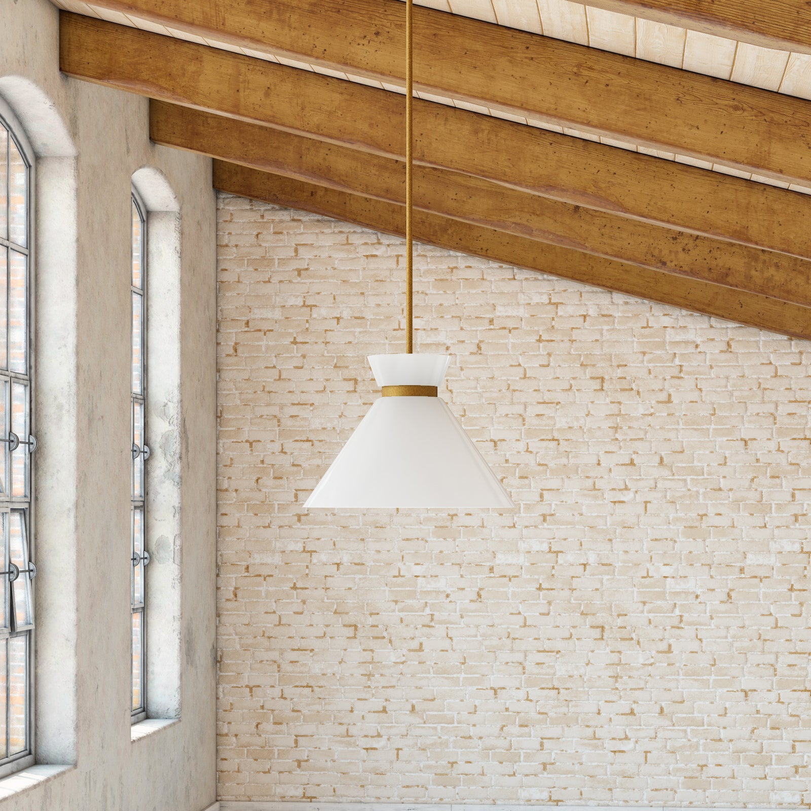 Halston 8-in Brushed Gold/Glossy Opal Glass 1 Light Pendant