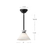 Halston 8-in Glossy Opal Glass/Matte Black 1 Light Pendant