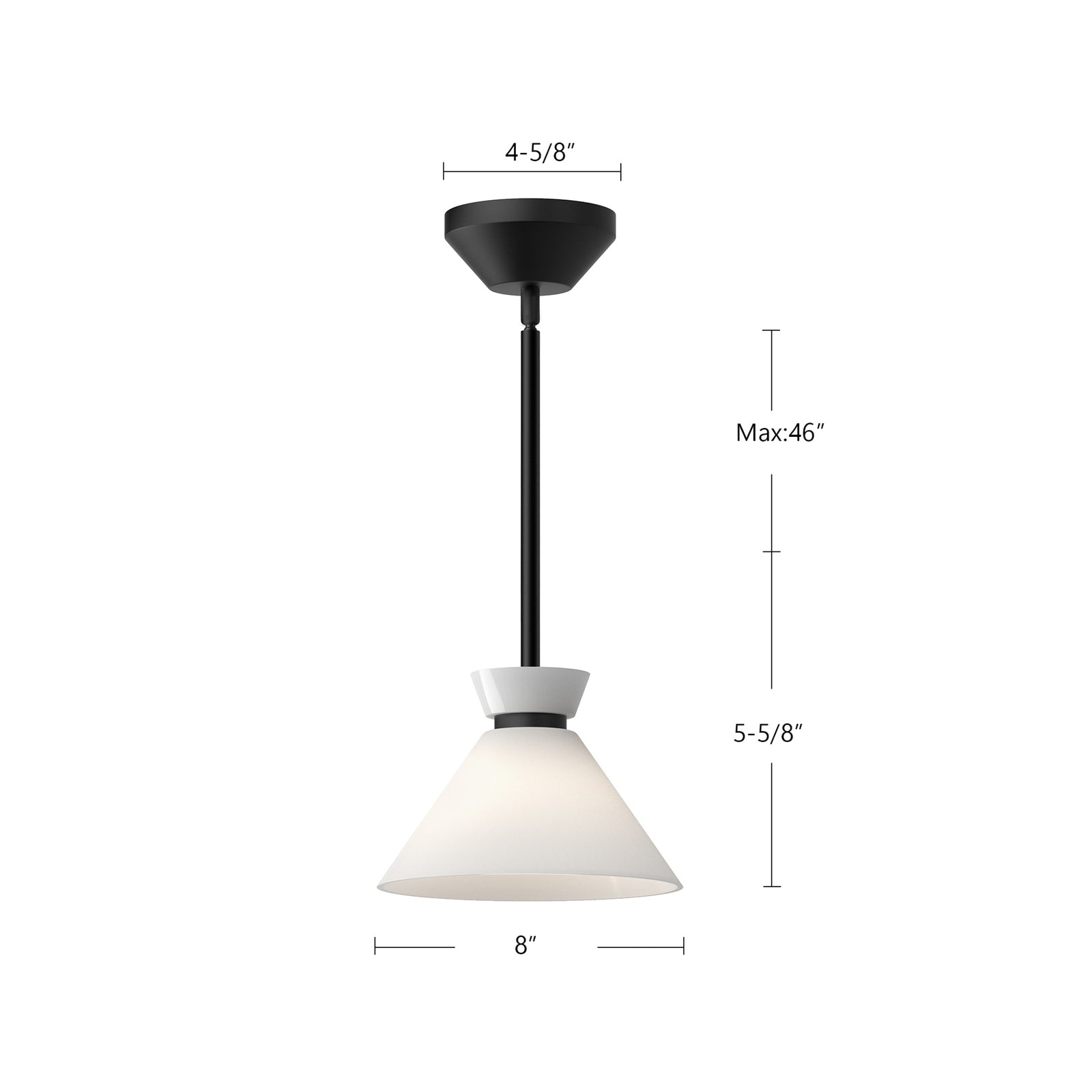 Halston 8-in Glossy Opal Glass/Matte Black 1 Light Pendant