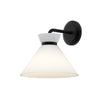Halston 8-in Glossy Opal Glass/Matte Black 1 Light Wall/Vanity