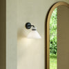 Halston 8-in Glossy Opal Glass/Matte Black 1 Light Wall/Vanity