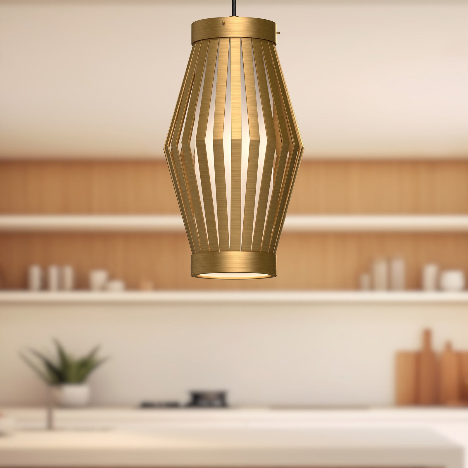 Hana 9-in Aged Gold/Opal Matte Glass 1 Light Pendant
