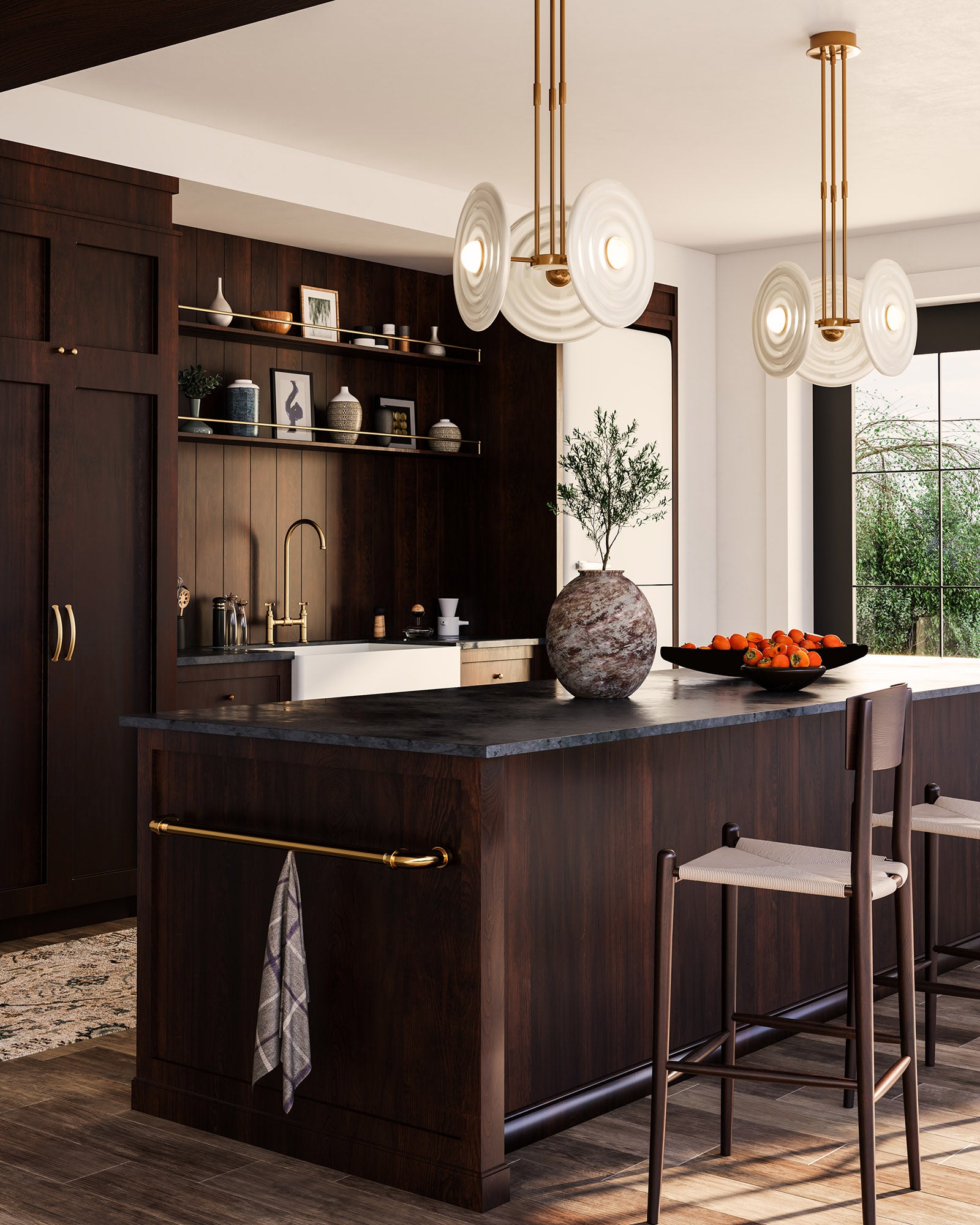 Harbour 18-in Vintage Brass/Glossy Opal LED Pendant