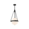 Harmony 14-in Matte Black/Glossy Opal Glass 3 Lights Pendant