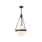 Harmony 14-in Matte Black/Glossy Opal Glass 3 Lights Pendant