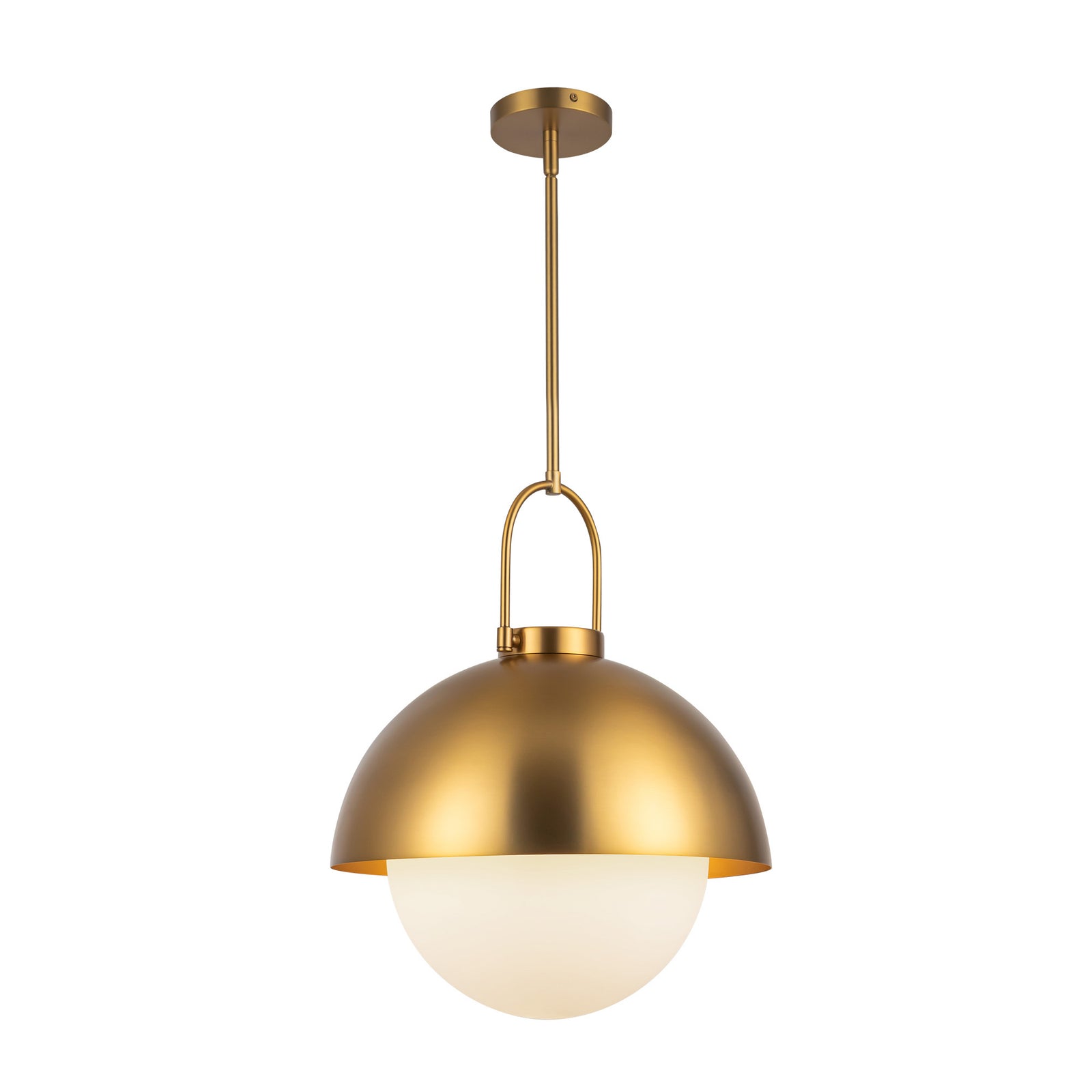 Harper 16-in Aged Gold/Opal Matte Glass 1 Light Pendant