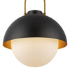 Harper 16-in Matte Black/Opal Matte Glass 1 Light Pendant