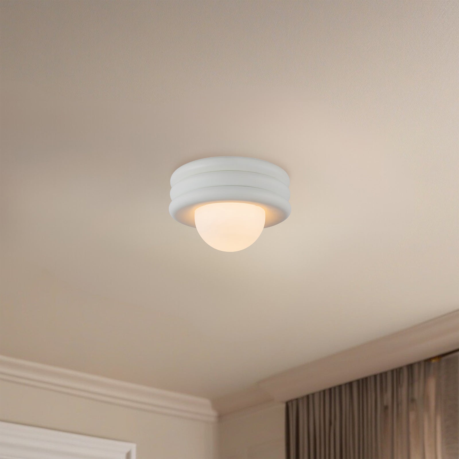 Harvey 12-in Antique White Socket Semi-Flush Mount