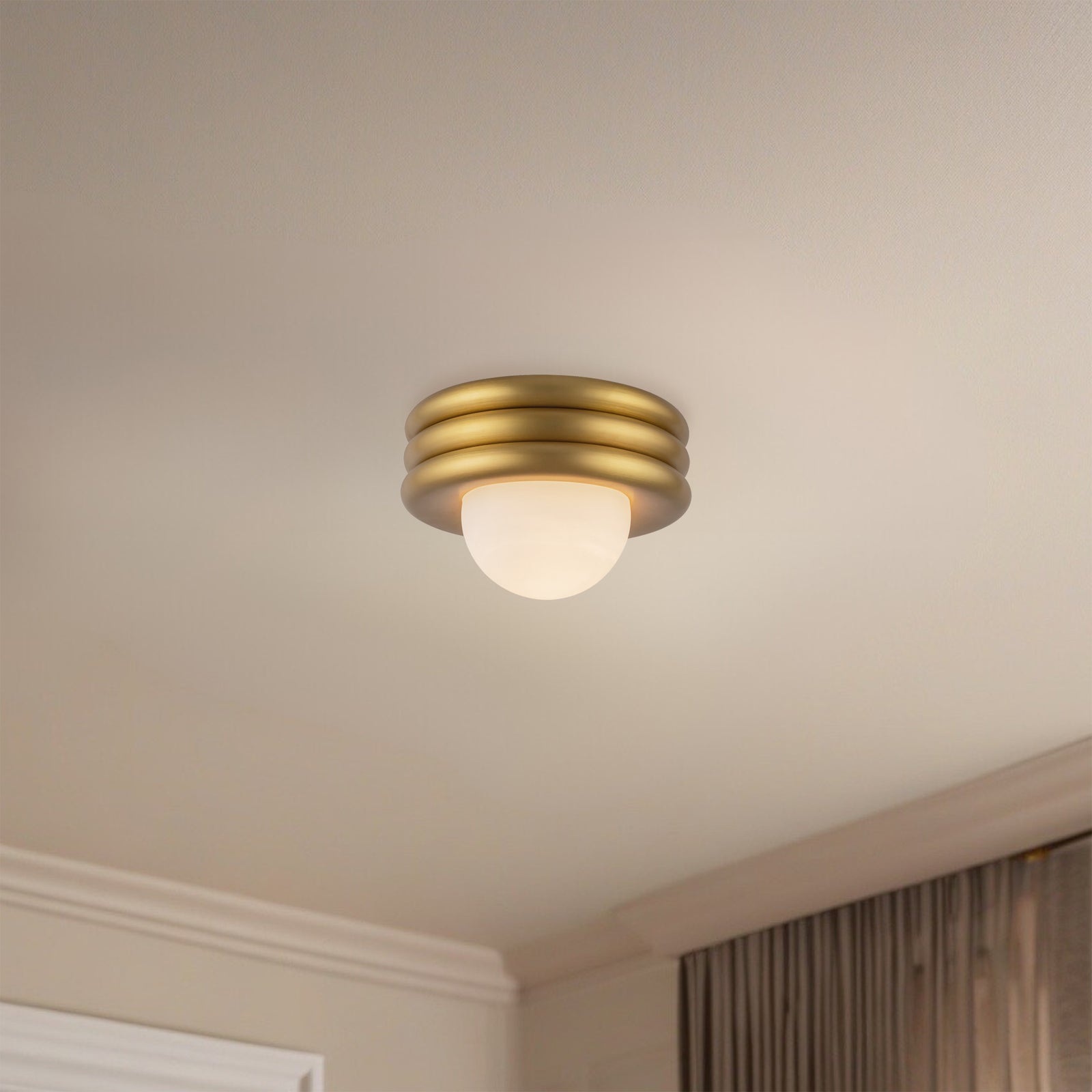 Harvey 12-in Brushed Gold Socket Semi-Flush Mount
