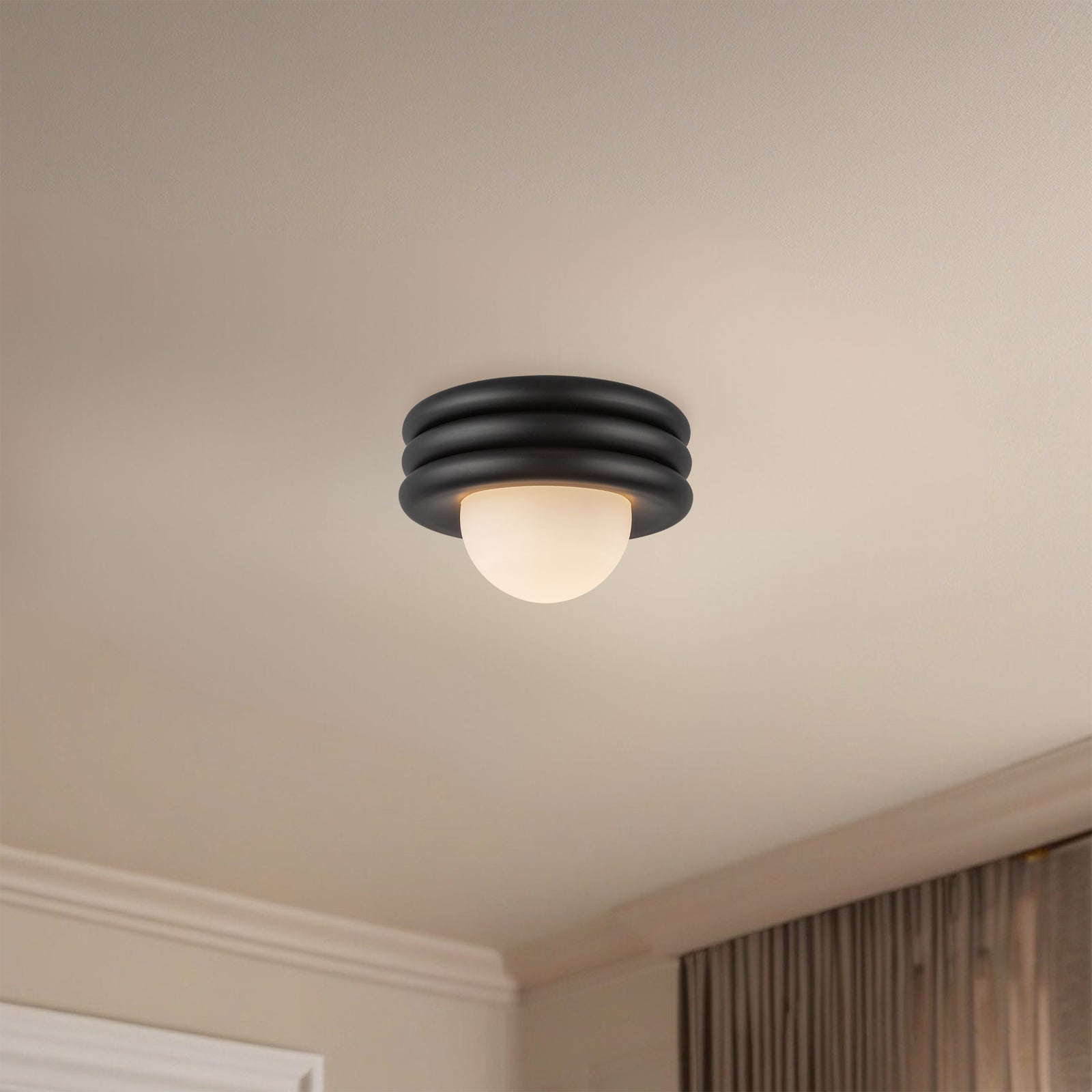 Harvey 12-in Matte Black Socket Semi-Flush Mount
