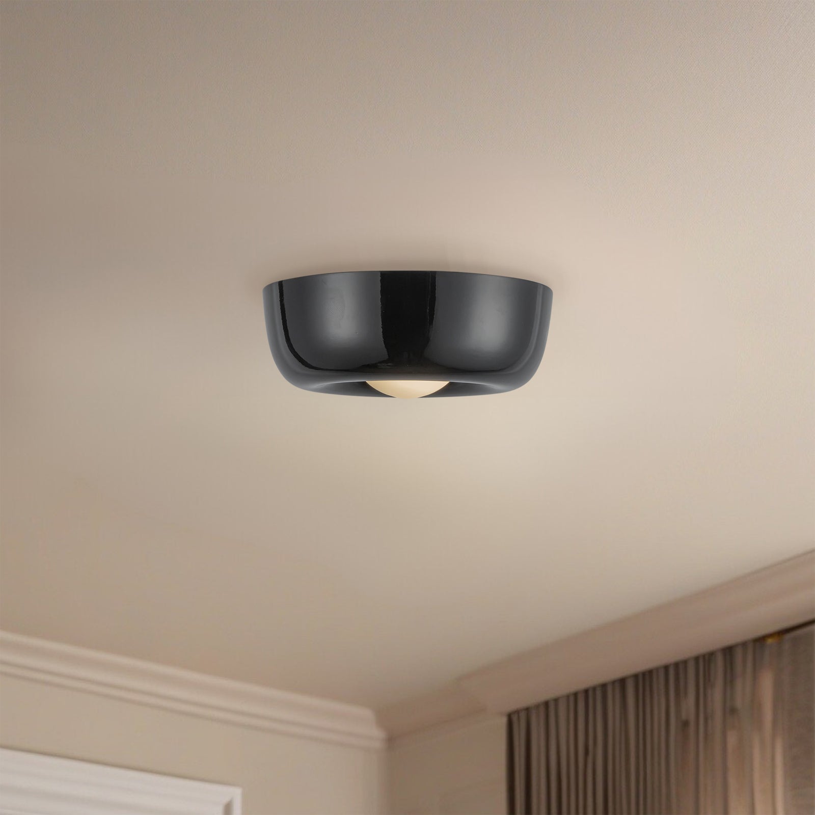 Hayden 6-in Glossy Black LED Flush Mount