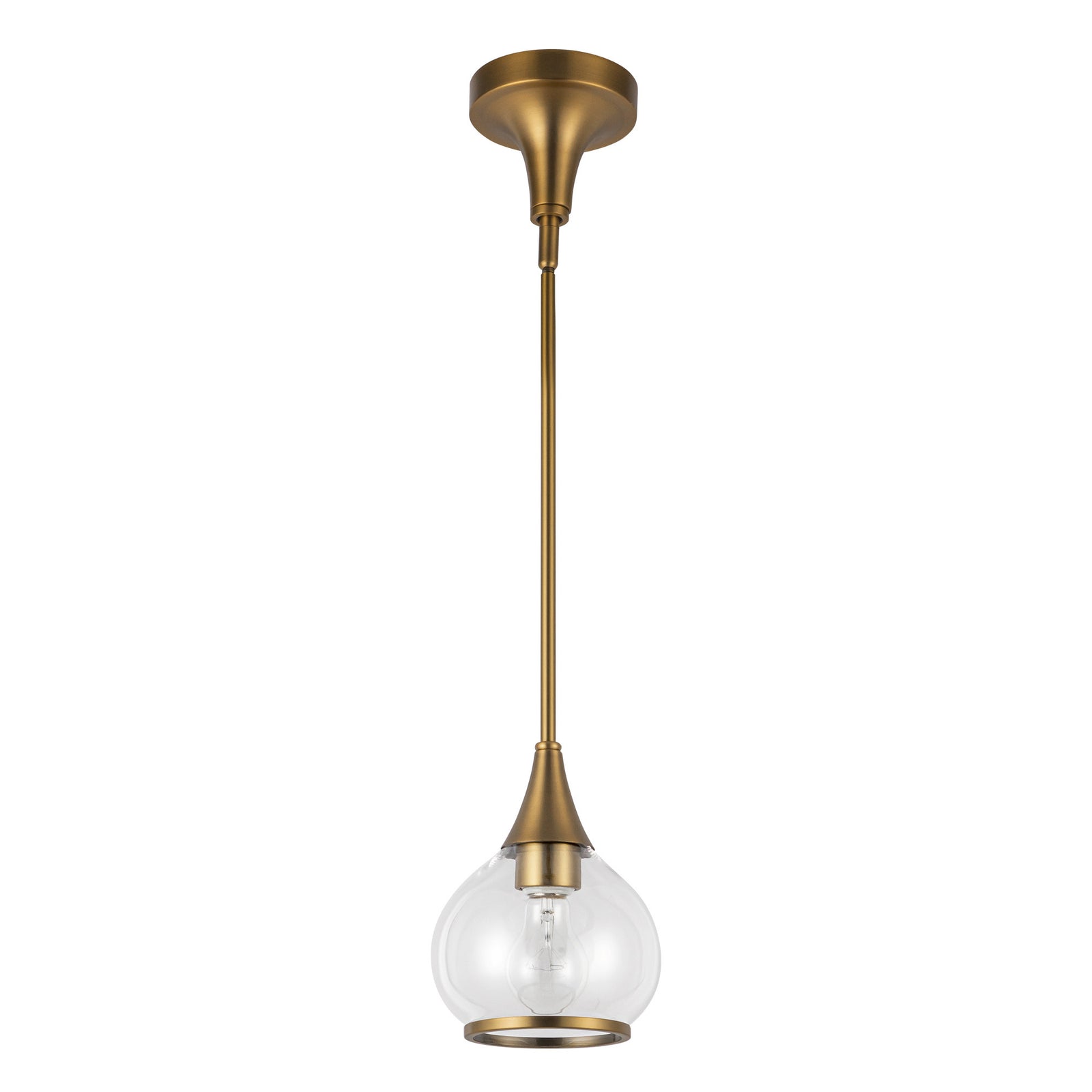 Hazel 6-in Aged Gold/Clear Glass 1 Light Pendant