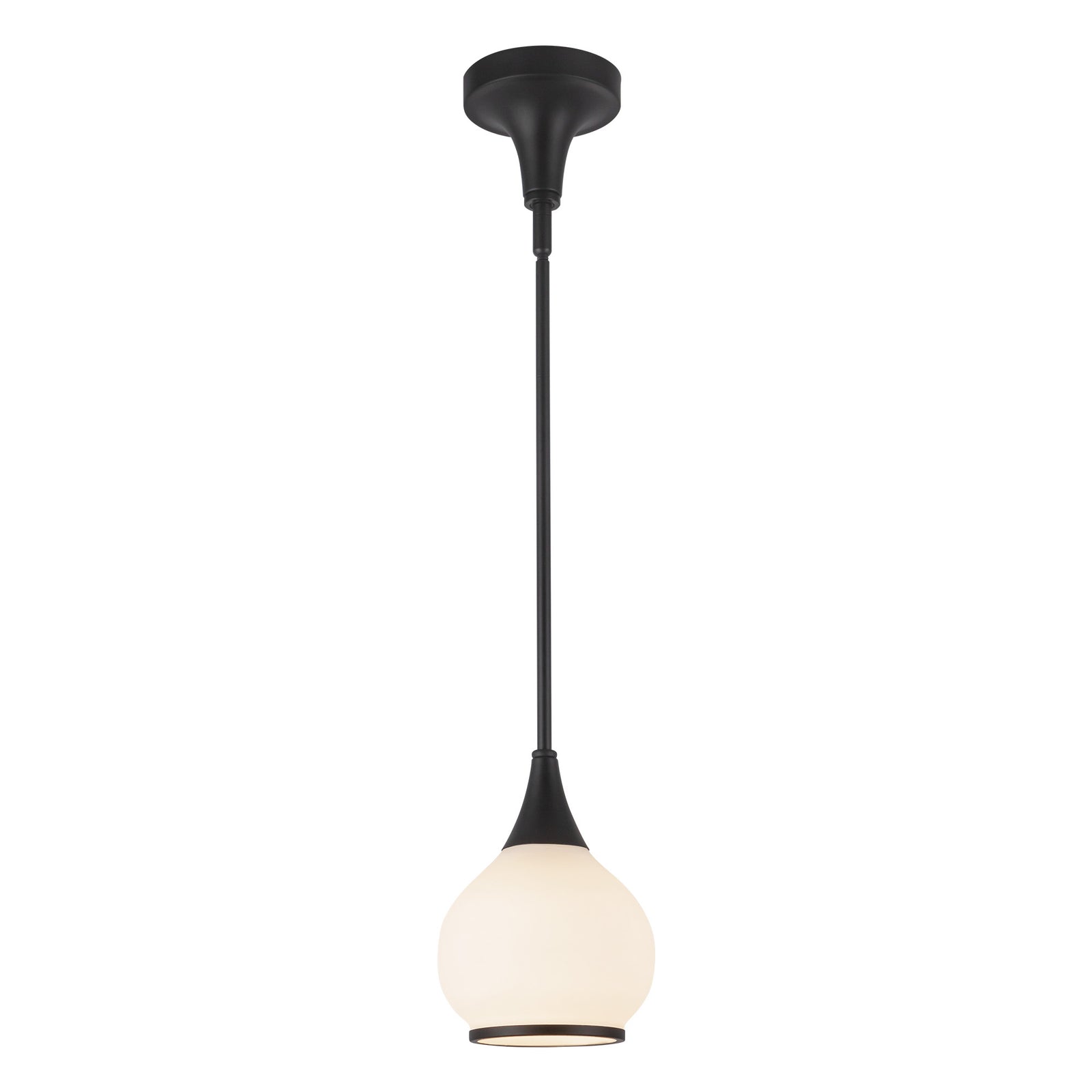 Hazel 6-in Matte Black/Opal Matte Glass 1 Light Pendant