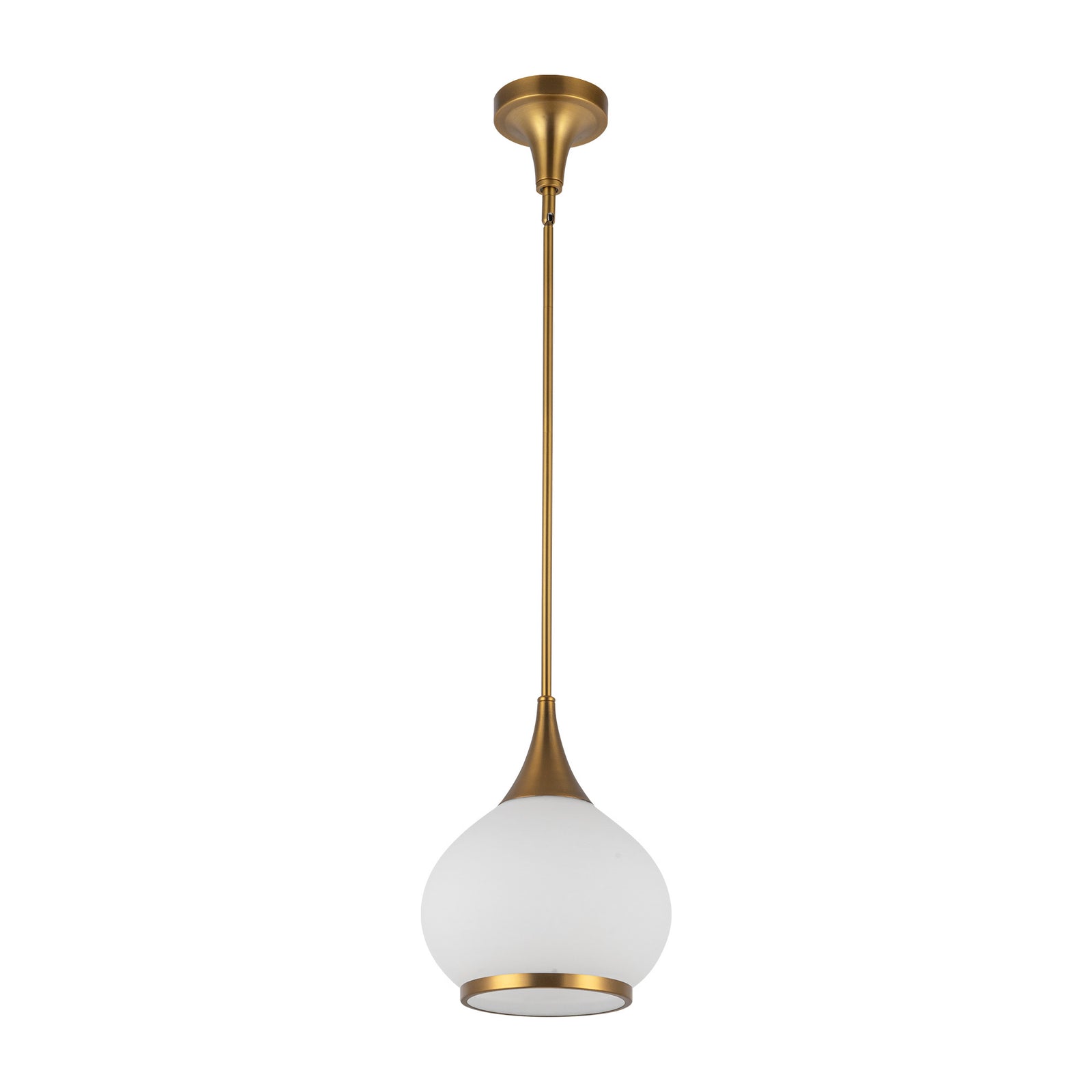 Hazel 10-in Aged Gold/Opal Matte Glass 1 Light Pendant