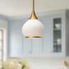 Hazel 10-in Aged Gold/Opal Matte Glass 1 Light Pendant