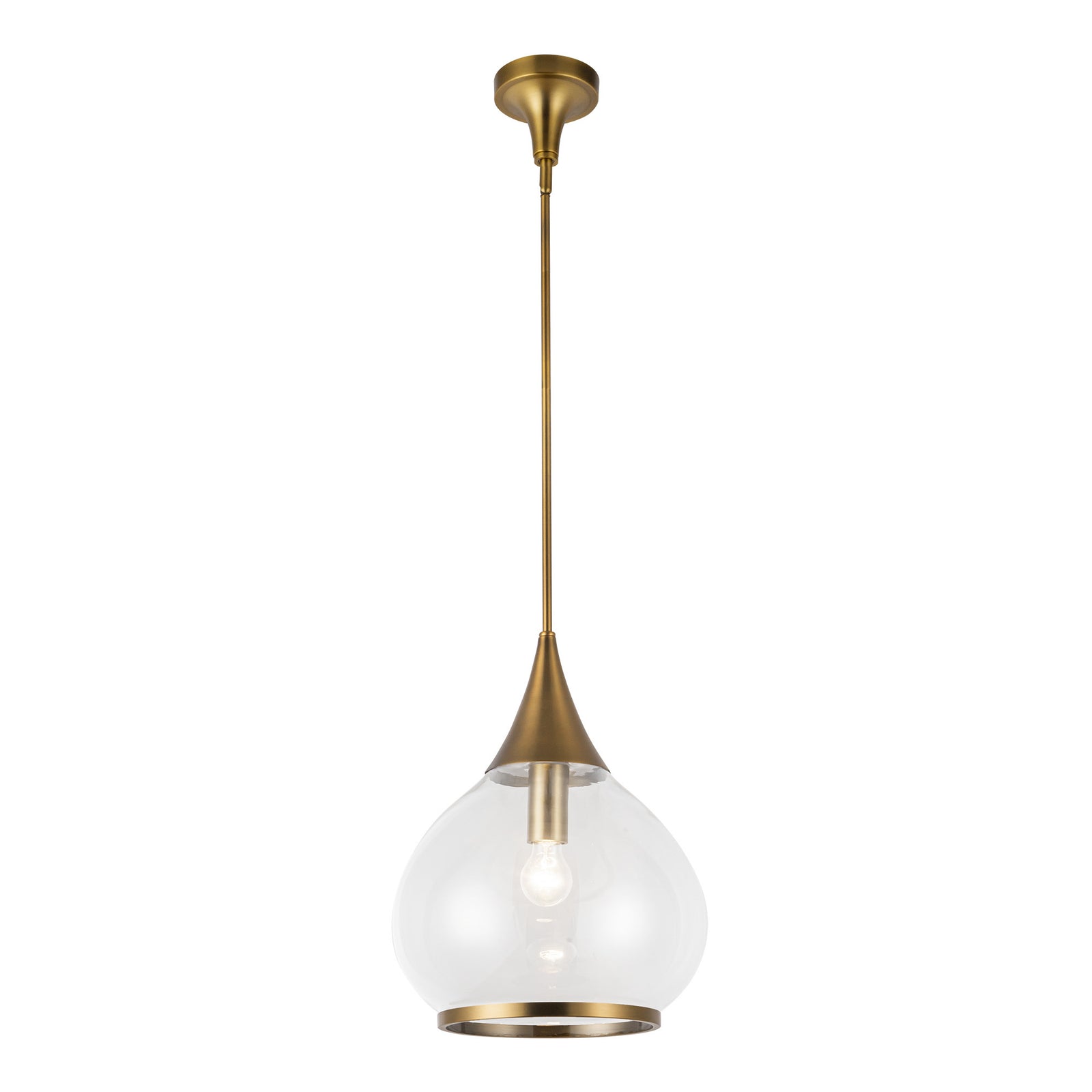 Hazel 14-in Aged Gold/Clear Glass 1 Light Pendant