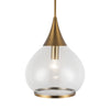 Hazel 14-in Aged Gold/Clear Glass 1 Light Pendant