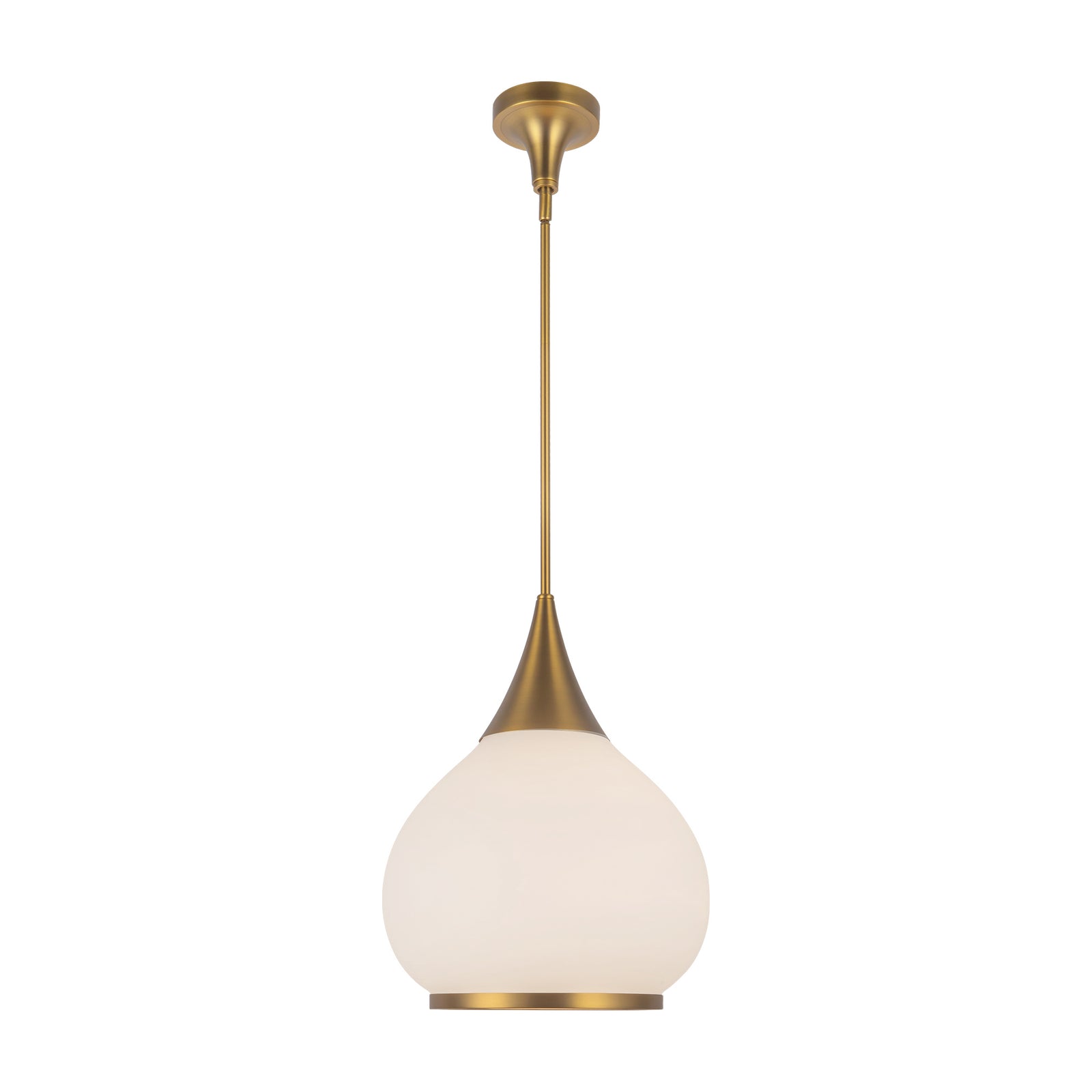 Hazel 14-in Aged Gold/Opal Matte Glass 1 Light Pendant